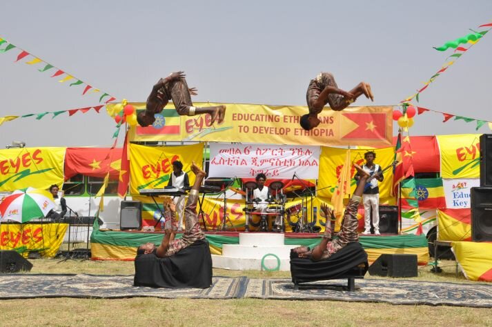 Circus perform in Mekelle Stadium at Gymnastic Competition for Bureau of Youth, Sports & Culture