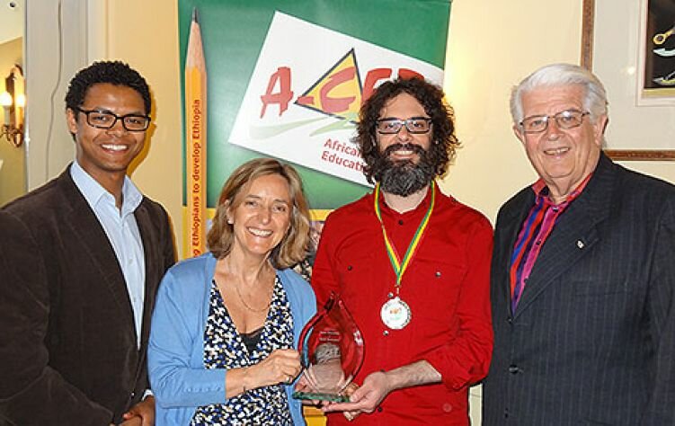 Scott Sherman of (http://www.bookrescuers.com) has been supporting A-CET since 2006. In our last financial year they have donated over £20,000 to us. Seen here with Trustees Dr Sammy Ayalew, Dame Dr Claire Bertschinger, Scott Sherman and Chairman David Stables.